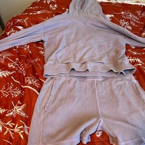 Purple Hoodie and Shorts Set